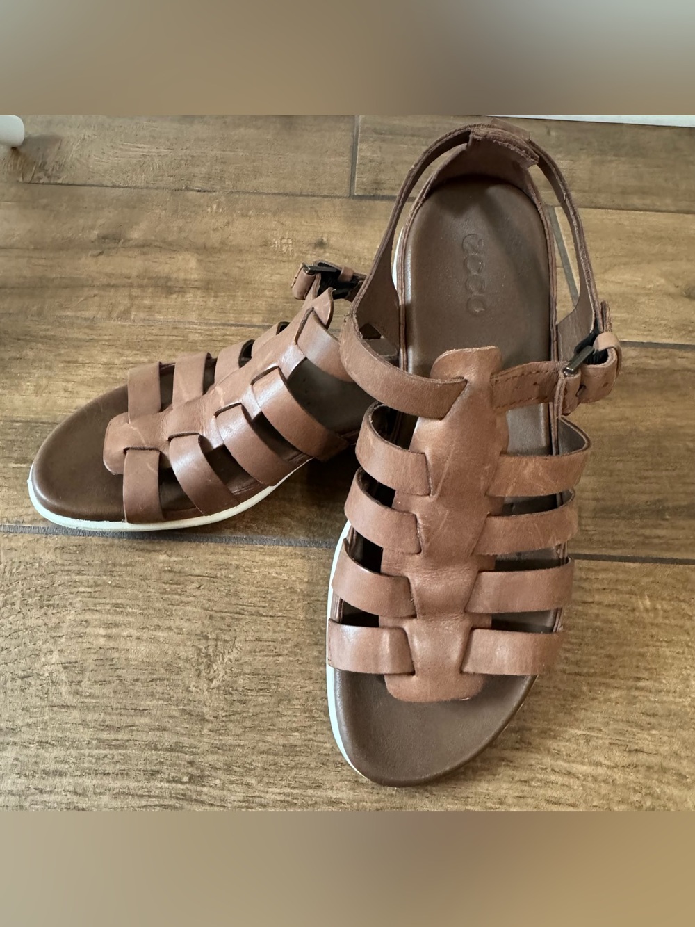 ECCO Women's Brown Leather Fisherman Sandals, size 8 (EU 38)